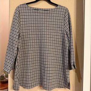 J. Jill Black and White Plaid Blouse